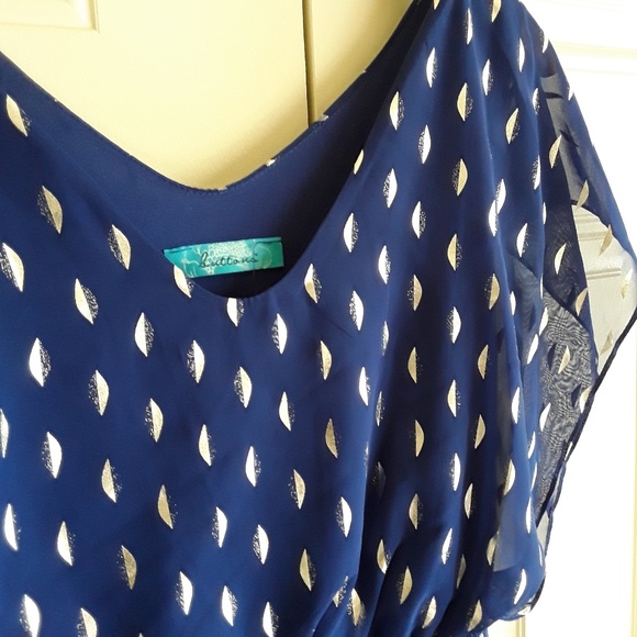 Royal Blue and Silver A-Line Dress - Picture 2 of 2